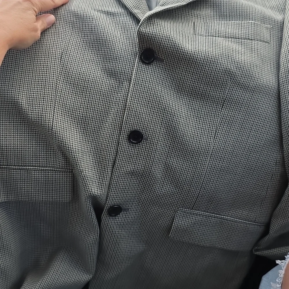 BURBERRY PERFECT SHAPE Tan,grey And Black Plaid Jacket with Wool Grey Trim